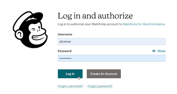 Logging in to Mailchimp Account - Mailchimp for WooCommerce